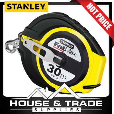 Stanley Tape Measure LONG 30m 100' Stainless Steel Crank FATMAX 34-138