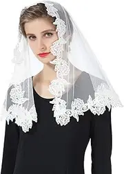 [BEAUTELICATE] Lace Veil For Church Catholic Cathedral Chapel Mantilla 1st Communion Head Covering Latin Mass Easter