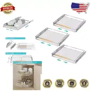 3 Pack Adjustable Pull Out Cabinet Organizer - Heavy Duty Space-Saving Shelves