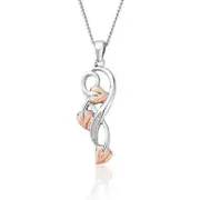 Welsh Clogau Silver, 9ct Rose Gold & White Topaz Tree Of Life Pendant & Chain