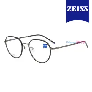 【ZEISS 蔡司】鈦金屬 光學鏡框眼鏡 ZS22111LB 002 橢圓框眼鏡 黑框/槍黑鏡腳 52mm