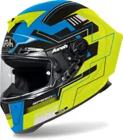 Airoh GP 550 S Challenge, full face helmet , color: Matt Neon-Yellow/Blue/Black , size: XL