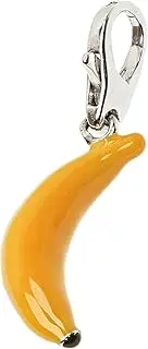 [ELEDORO] Real Silver 925 Banana Charm Pendant: Lucky Charm, Yellow Enamel, Lobster Clasp, Silver