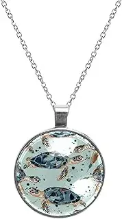 [Diusye] Necklaces for Women, Painting Sea Turtles Print Stainless Steel Pendant Necklace Jewelry Birthday Anniversary Wife Girls Friends Gift