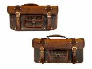 Fit For Royal Enfield Big Leather Bags Pair Brown Tan For Interceptor 650cc