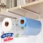 Over Cupboard Cabinet Door Metal Roll Paper Towel Holder Hook Rack Kitchen