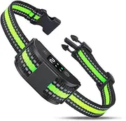 Bark Collar, No Bark Collar Rechargeable with Beep, Anti bark Collar with Adjustable Sensitivity and Intensity Beep Vibration No Harm Shock for Small Medium Large Dogs (Green Hivis)