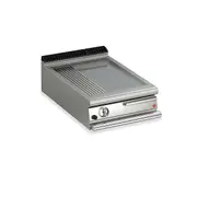 Baron 1 Burner Gas Fry Top With 2/3 Smooth 1/3 Ribbed Mild Steel Plate - 900Mm Depth - Q90FT/G620-SI