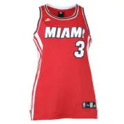 NBA Adidas Miami Heat Dwyane Wade #3 Jersey Red Tank Top Basketball Womens Ladie