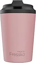 made by Fressko Reusable Coffee Cup - Stainless Steel Insulated Mug - Leak Proof Travel Cup for Hot/Cold Drinks - 3 Hr Heat Retention - Fits Car Holders & Coffee Machines - Floss - 12oz 340ml