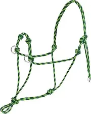 Harrison Howard Poly 4 Knot Side Pull Rope Halter with Rings Rope Training Halter for Horse