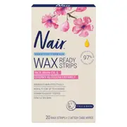 Nair 20 Pack Sensitive Mini Wax Strips - Rice Bran Oil and Cherry Blossom Extract