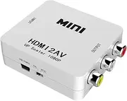 TXY Mini HDMI-Compatible to RCA AV/CVBS Composite Video AV Converter Adapter HDMI2AV for TV VHS VCR DVD (White)