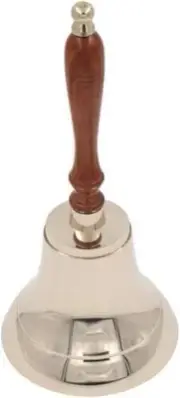 Heavy Solid Brass Hand Bell School Bell Call Service Bell with Wood Handle