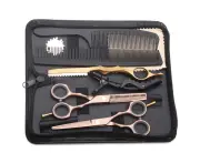 5.5 inch Hair Cutting Scissors Set, Hair Thinning/Texturizing Shears for Hairdresser or Home Use-gold