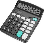 [DANRONG] Desktop Calculator with Big Buttons, Dual Power Source, Solar and Battery, Large Display Screen - Perfect for Office, Teachers, and Students (Black)