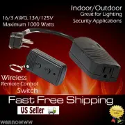 UL Listed RF Wireless Power AC Switch outdoor outlet light lamp remote (Black)