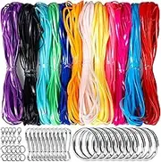 Fandamei Lanyard String Kit, 12 Colors Plastic String Lacing Cord, Glossy Bright Color, Lanyard String for Crafts, Bracelets and Jewelry Making String Weaving Kit, Plastic String for Bracelets