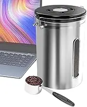 Coffee Holder,1.8L Multifunctional Cereal Containers with Measuring Scoop | Stainless Steel Coffee Accessories, Reusable Flour Jar for Home, Restaurants