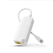 Lightning to Ethernet Adapter Supports All iOS, PoE to Lightning Adapter with 10W Charging for iPad/iPhone/iPod, Power & Data 2-in-1 RJ45 Port to Lightning Adapter, 10/100Mbps Plug & Play, PTAP-AF