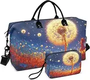 [ZRYSMY] Duffel Bag for Traveling, Grassland Woman Nebula Travel Bag Gym Bag, with Multiple Interior Pockets Shoulder Weekender Bag for Women Men with Toiletry Bag 20.5L x 1.9W x 13.8H, Multi-Colored