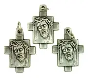 Silver Plate Crucifix Ecce Homo Crown of Thorns Cross Pendant, ​Lot of 3