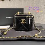 【真愛二手】CHANEL 香奈兒 經典LOGO小金球 雙金球 盒子包 化妝包 鏈條 口蓋包 斜挎包 AP2292 黑色