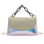 2 Pcs Women Chain Messenger Crossbody Bag Fashion Laser Pu Leather Girls Small Shoulder Handbag Purse