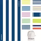 Sand Free Beach Towel (160X80, Classic Stripe – Blue)