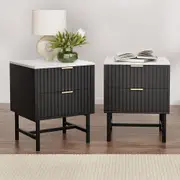 Artiss 2x Bedside Table Black 2 Drawers