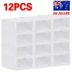 Artiss Shoe Rack Storage Cabinet Shoe Box 12 Stackable Plastic Cube White New