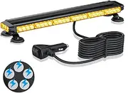 eSynic 28.2inch/ 71.5cm Long Magnetic Flashing Beacon Lights 54 LEDs Strobe Flashing Light IP65 Waterproof 12/24V Amber Beacon Emergency Light with 27 Flash Modes for Vehicles Car Truck etc