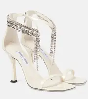 [Jimmy Choo] Jimmy Choo Verity 100 embellished leather sandals AU 5 white