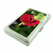 Red Rose Em1 Cigarette Case with Built in Lighter Metal Wallet