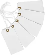 200 Pcs White Marking Tags Price Tags Paper Hanging Tags with Reinforced Eyelet and String Attached,Writable Price Tags Display Label for Product Jewelry Clothing Tags, 4.72x 2.36 inches