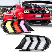 inginuity time LED Tail Lights for Ford Mustang 2015-2022 GT Sequential Rear Lamps Strat-up Animation Amber/Red Turn Signal Kit Assembly