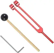 IOIUSKKU Consistent Frequency Accuracy Vibration Bell Tuning Fork Set Ear Picking Tool Aluminum Ear Shaker 128Hz, red 21.5CM