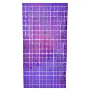 Laser Glitter Square Foil Fringe Curtain - Light Purple