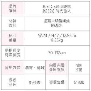 【冰山袋鼠】時光旅人 - 知性輕巧多層斜背包 - 奶茶杏(B232C)