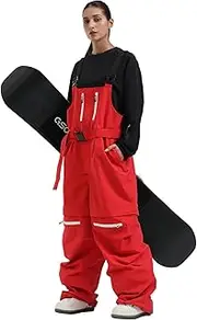 [HIEEKDER] Womens Mens Snowboard Bibs Snow Super Baggy Waterproof Windproof Insulated Loose Ski Pants Overalls Winter Sport