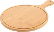 Extra-Large Bamboo Platter with Handle - 12-Inch Diameter, 1-Centimeter Thick, Natural Wood Finish, Versatile Cutting & Serving Board