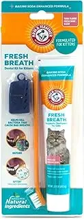 Arm and Hammer Fresh Breath Dental Kit for Kittens | Cat Toothbrush and Toothpaste with Baking Soda Cat Oral Care | Cat Dental Kit for Kittens in Tuna Flavor & Fresh Mint Scent for Cat Teeth Cleaning