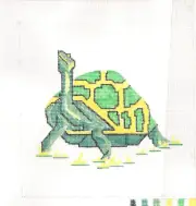 Turtle Green Yellow Hand Stitch painted 13 mesh Needlepoint Canvas VINTAGE