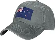 [MDATT] New Zealand Flag Baseball Cap Adjustable Twill Bulk with Ponytail Hole Washed Dad Hat for Men Women