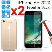 x2 Tempered Glass screen protector for Apple iPhone SE 2020 Front and Film Back