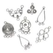 Link & Drop Mix, Antiqued Silver Plated Copper Connector 7 Styles 1 OZ (25-30)