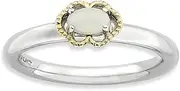 [Stackable Expressions] 2.25mm 925 Sterling Silver Prong set Stackable and 14k White Agate Polished Ring Size 8-Stackable-Ring for Women