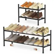 Expandable Shoe Rack, 2 Tier Shoe Rack for Closet, Stackable Adjustable Stand...