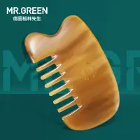 在飛比找蝦皮購物優惠-Mr.green天然白水牛角按摩梳頭部經絡便攜刮痧板小號迷你