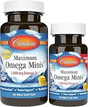 Carlson Labs - Maximum Omega Minis - 60+20 Natural Lemon 1000 mg. - 80 Mini Softgel(s)